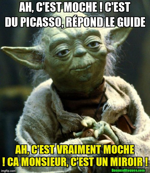 Ah, c'est moche ! C'est du Picasso, répond le guide Ah, c'est vraiment moche !
Ca Monsieur, c'est un miroir !