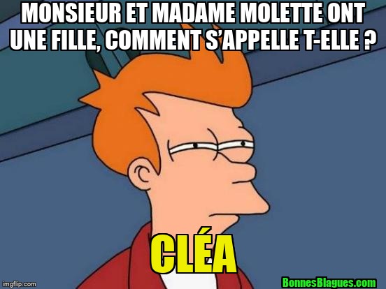 Monsieur et Madame Molette ont une fille, comment s’appelle t-elle ? Cléa