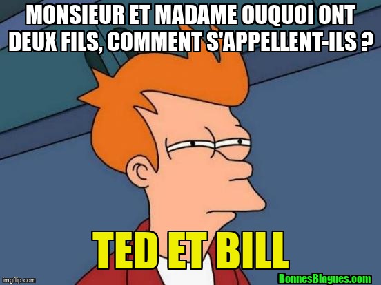 Monsieur et Madame Ouquoi ont deux fils, comment s'appellent-ils ? Ted et Bill