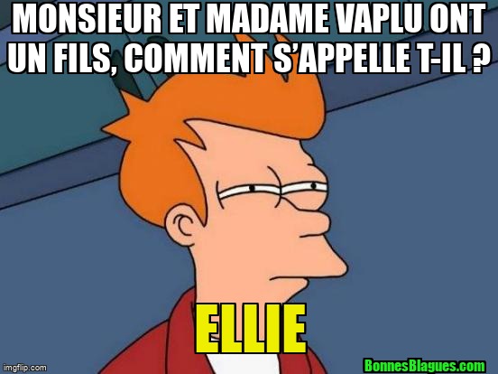 Monsieur et Madame Vaplu ont un fils, comment s’appelle t-il ? Ellie